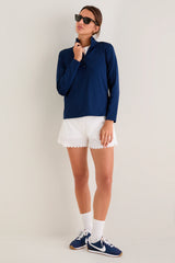 Navy Performance Jersey Carver Quarter Zip Tee