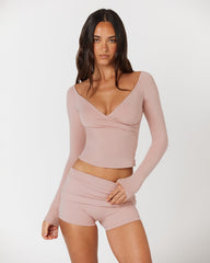 Off Shoulder Wrap Top | Dusty Pink