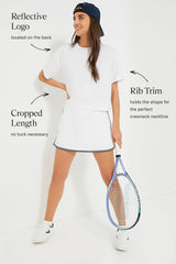 White Cropped Performance Jersey Ryan Boyfriend Tee
