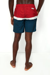 Red Colorblock Anchor Trunks