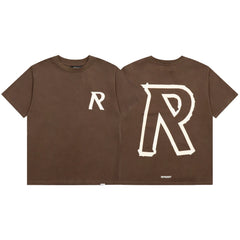 Represent Distressed "R" Monogram Graphic T-Shirt - Dark Brown