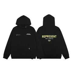 Represent Graphic Logo Heavyweight Hoodie - Black/Yellow