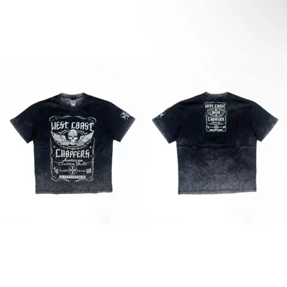 West Coast Choppers Winged Skull Bleach Splatter Tee - Black