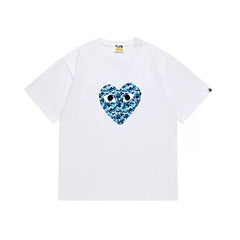 BAPE x PLAY Style Camo Heart Short-Sleeve Tee - White/Blue