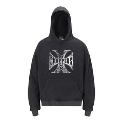 West Coast Choppers Front Large Iron Cross Hoodie - Vintage Black