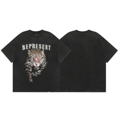 Represent Leopard Graphic T-Shirt - Black