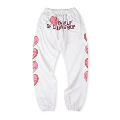 That's A Awful Lot Of Cough Syrup Angel Heart Sweatpants - White / Magenta