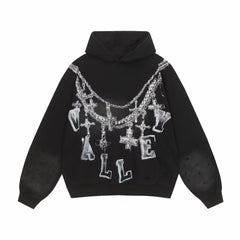 Vale Forever Valley Cross Necklace & Chain Graphic Vintage Wash Hoodie black