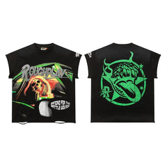 Rough Play "Bandaid for the Battle Wounds" Driving Skeleton Graphic Sleeveless Tee