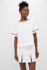 White Americana Piped Performance Cotton Cropped Ryan Boyfriend Tee