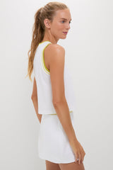 White and Yellow Performance Jersey Tilden Tank