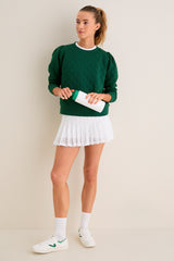Eden Green Puff Sleeve Quilted Stretch Campbell Pullover