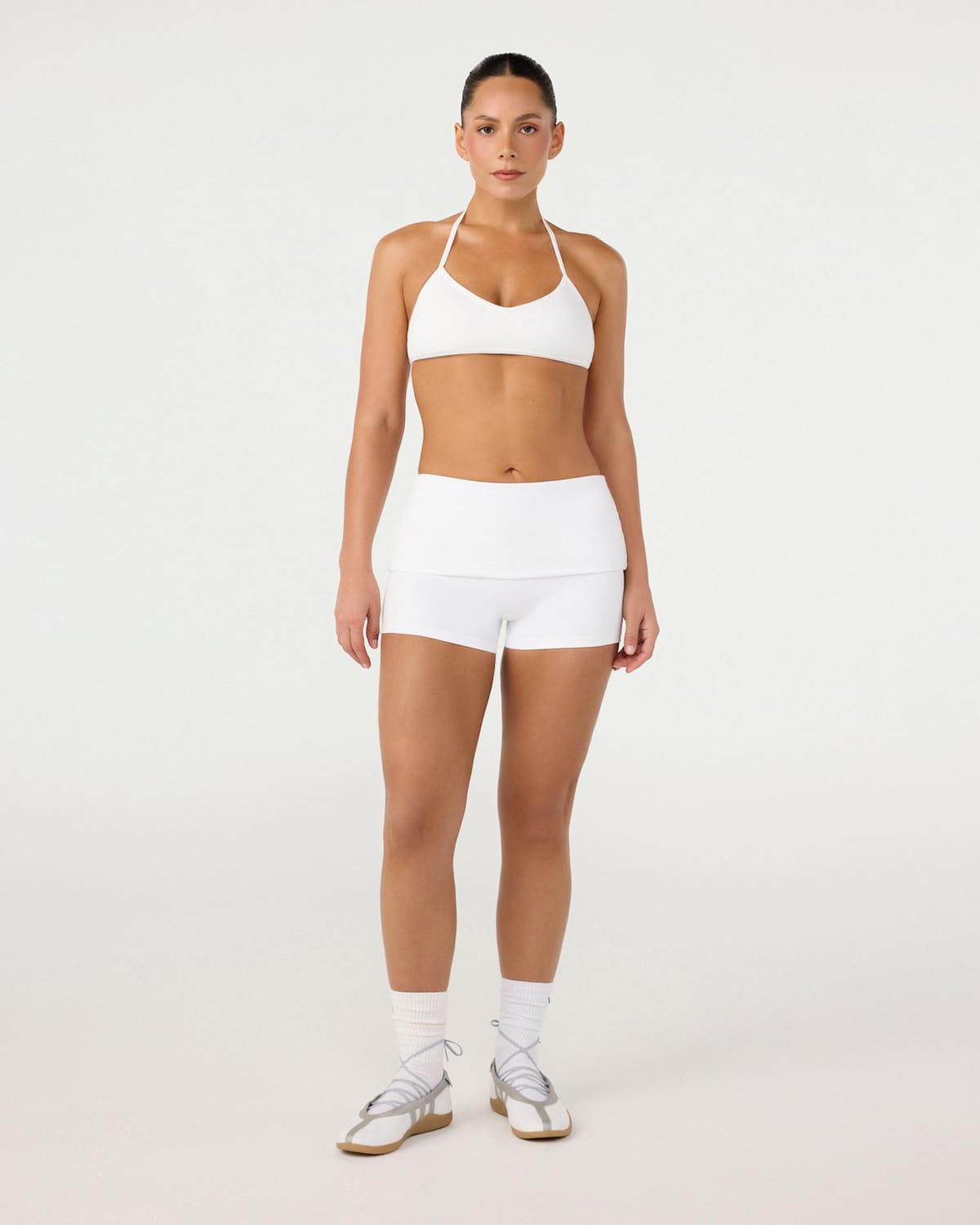 Form Invisible Scrunch Fold Over Shorts 3" | White