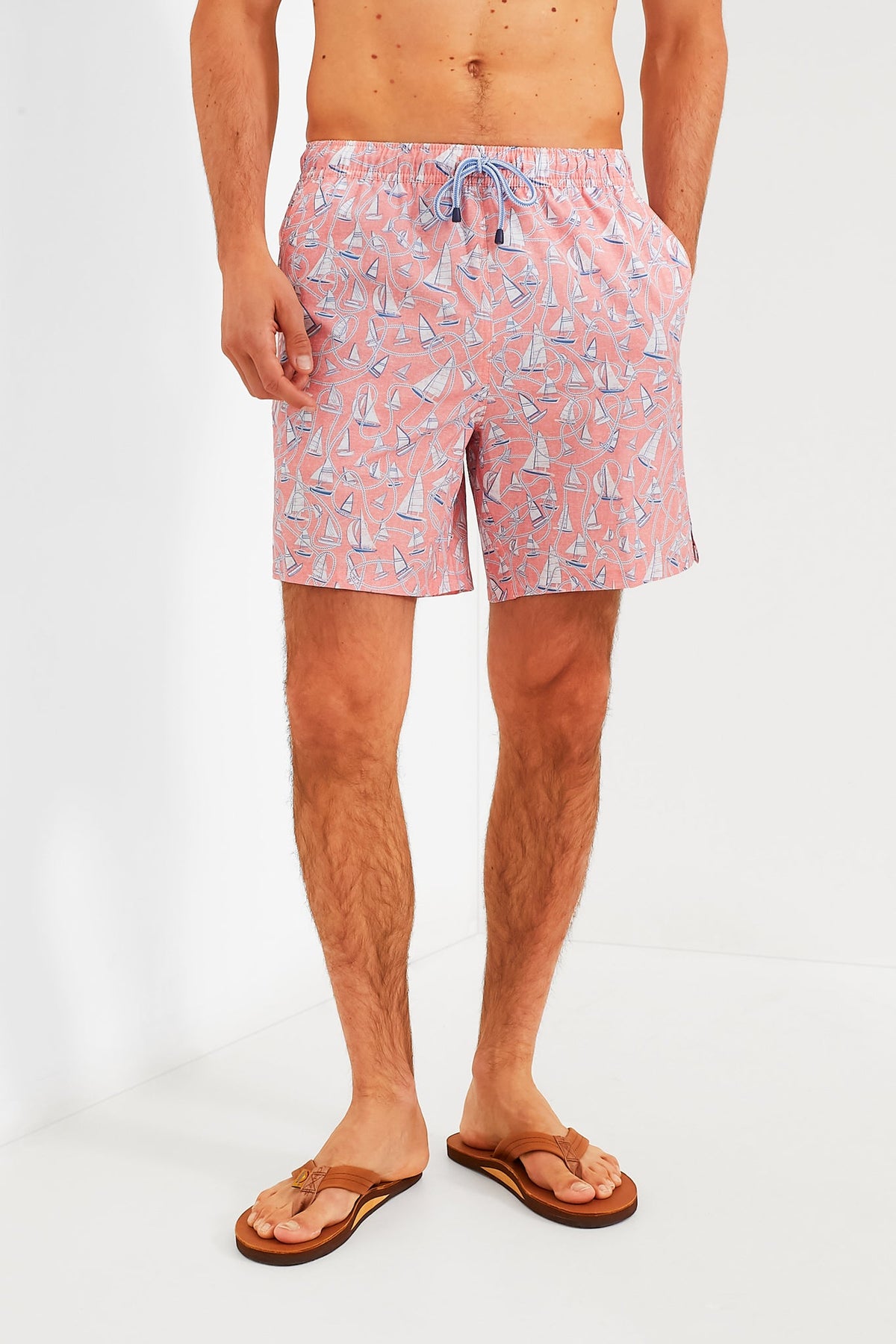 Peach Bloom Ropes and Boats Swim Trunks