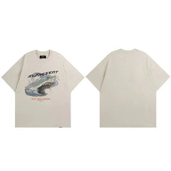 Represent "Only The Strong" Shark Graphic T-Shirt - Off-White