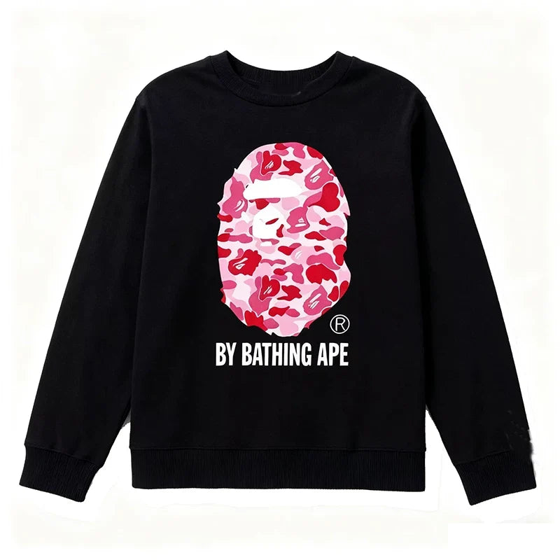 BAPE Style "BY BATHING APE" Camo Ape Head Long-Sleeve Tee - Black/Pink