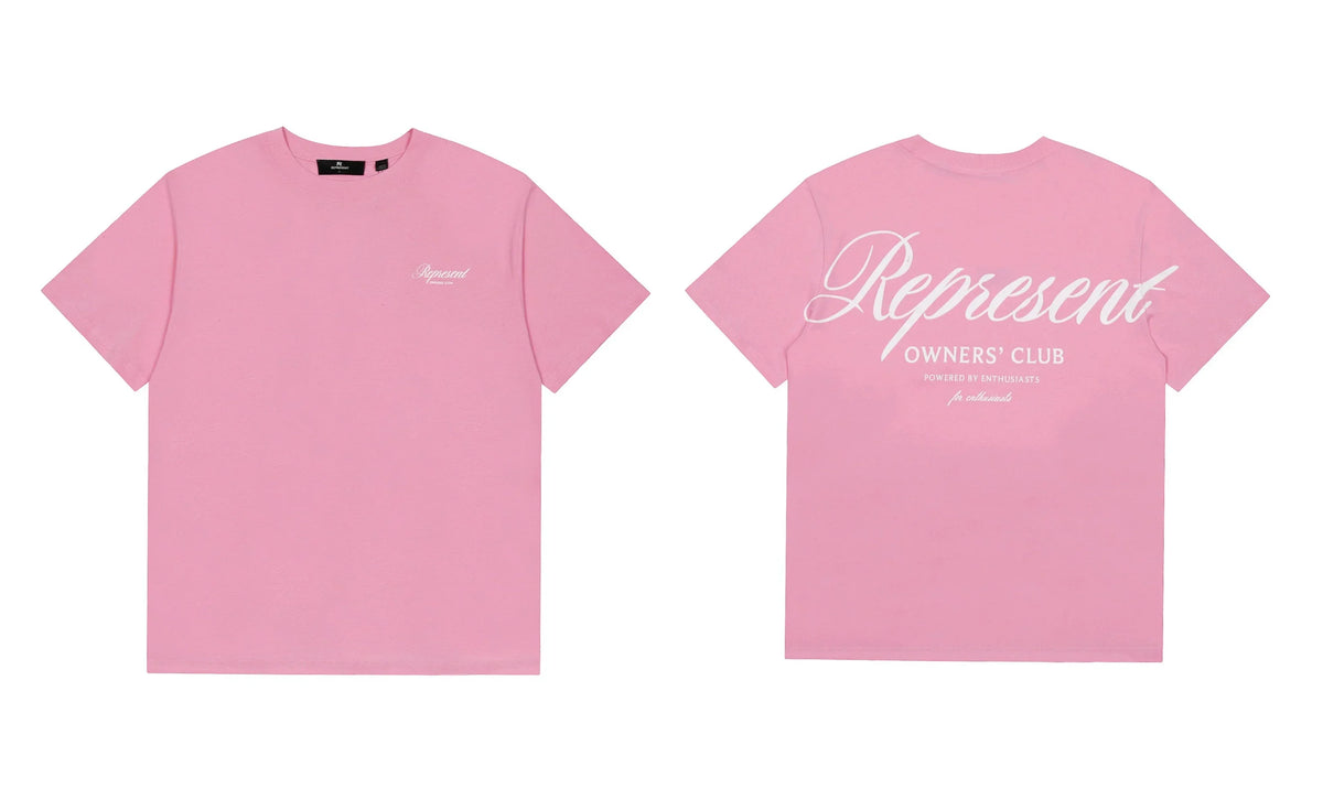 Represent Script Owners' Club Graphic T-Shirt - Pink/White