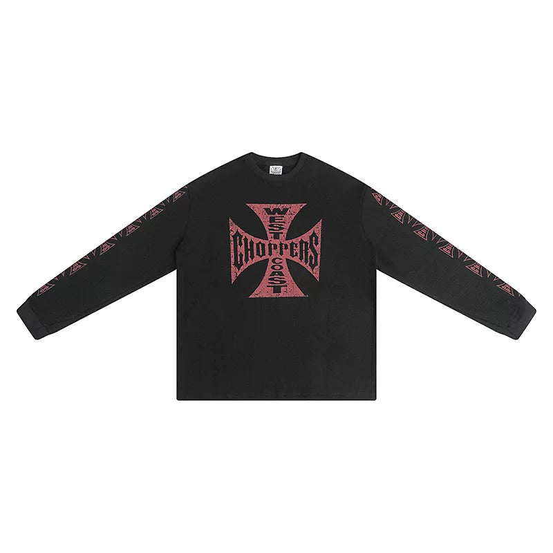 West Coast Choppers Cross Print ERD Stylist Same Style Waffle Sanskrit Long Sleeve (2)