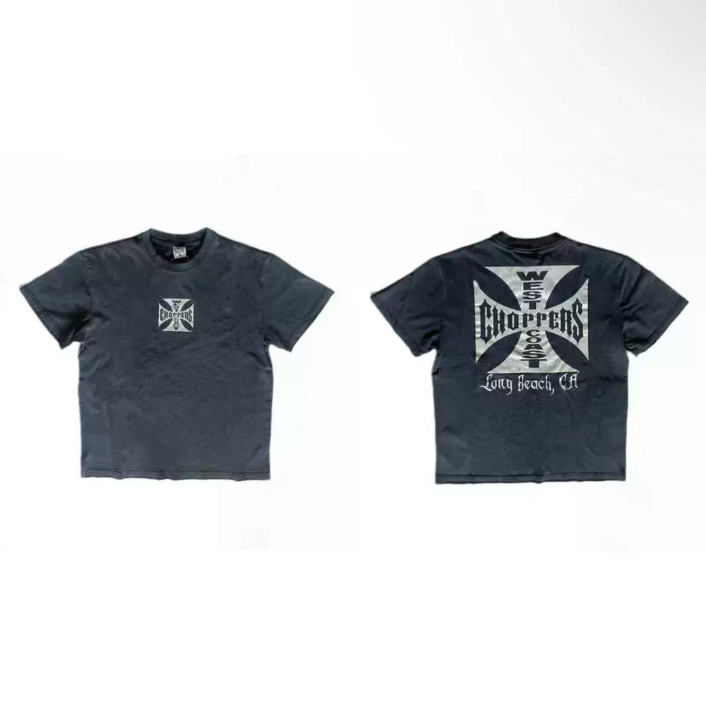 West Coast Choppers Front Small Logo Iron Cross Tee - Vintage Black