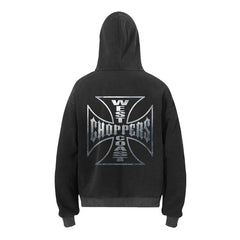 West Coast Choppers Metallic Iron Cross Hoodie - Black