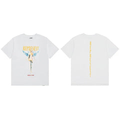 Represent Angel Figurine & Vertical Logo Graphic T-Shirt - White