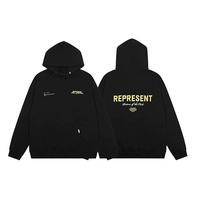 Represent Graphic Logo Heavyweight Hoodie - Black/Yellow