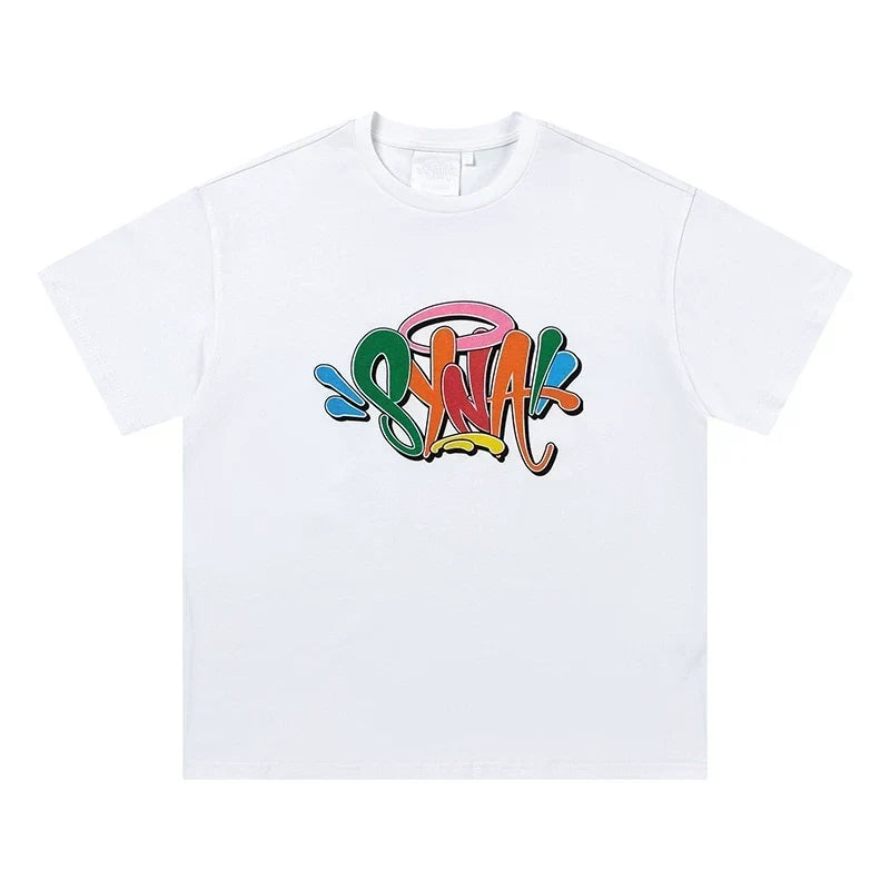 Syna World Hip-Hop Colorful Graffiti Graphic Tee (White)