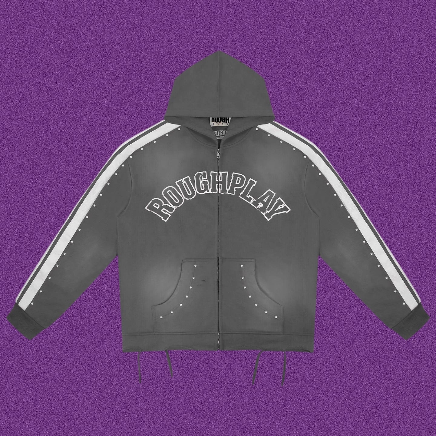 Roughplay Arch Logo Track Zip-Up Hoodie - Dark Grey