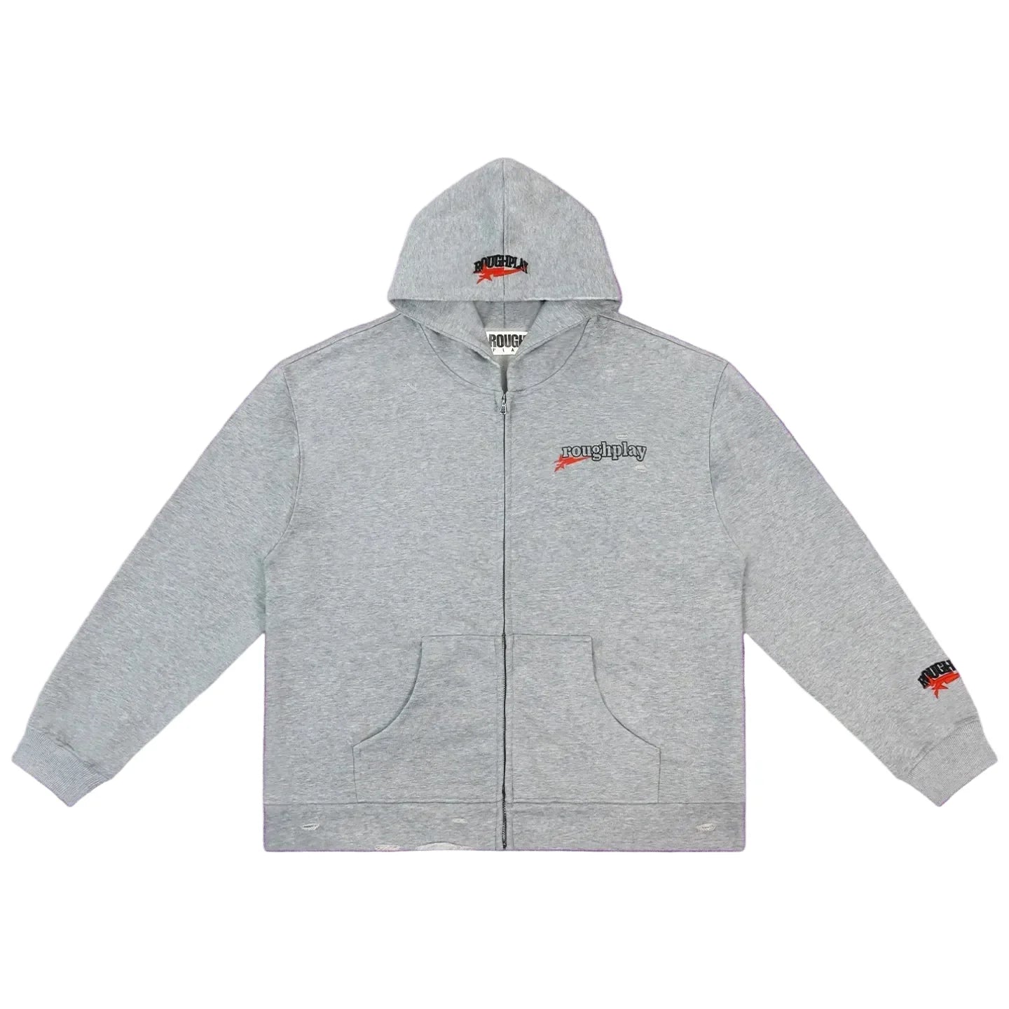 Roughplay Small Logo Full-Zip Hoodie - Light Grey