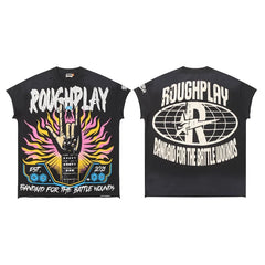 Rough Play "Bandaid for the Battle Wounds" Rock Hand Graphic Sleeveless Tee