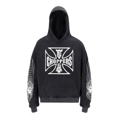West Coast Choppers Spiderweb Sleeve Iron Cross Hoodie - Black