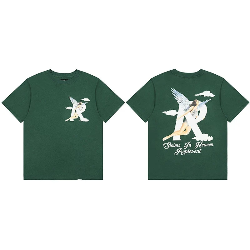 Represent "Storms In Heaven" Angel "R" Graphic T-Shirt - Dark Green