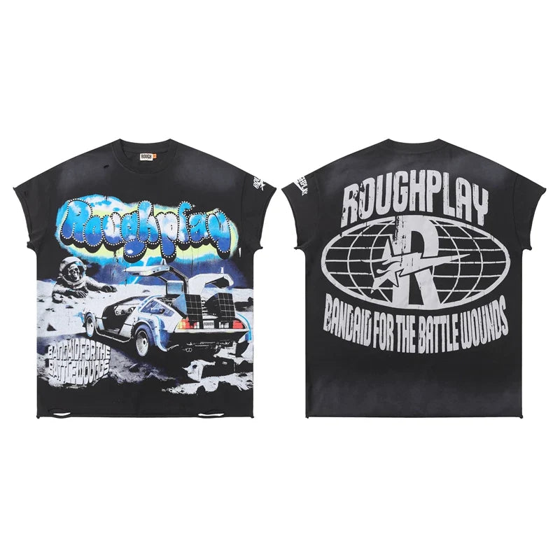 Rough Play "Bandaid for the Battle Wounds" Time Machine Graphic Sleeveless Tee