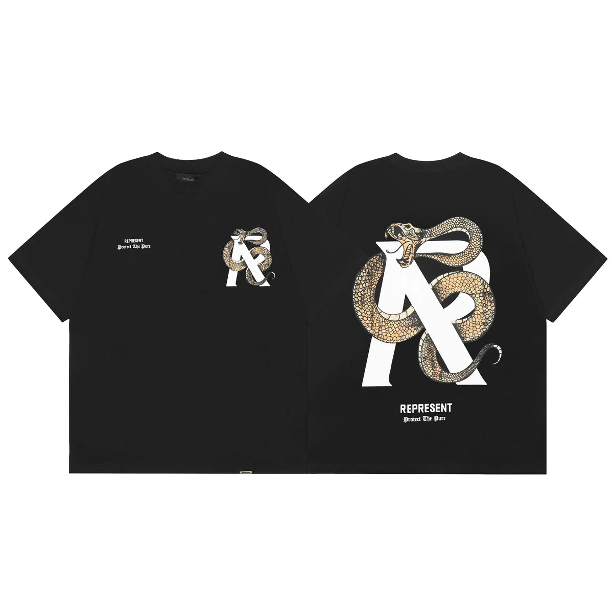Represent Snake & "R" Monogram Graphic T-Shirt - Black