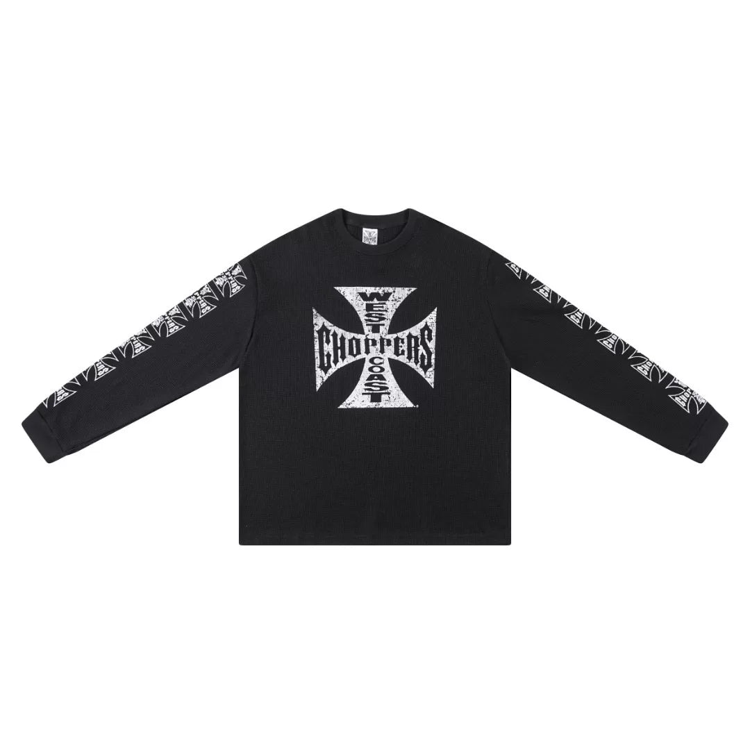 West Coast Choppers Cross Print ERD Stylist Same Style Waffle Sanskrit Long Sleeve (4)
