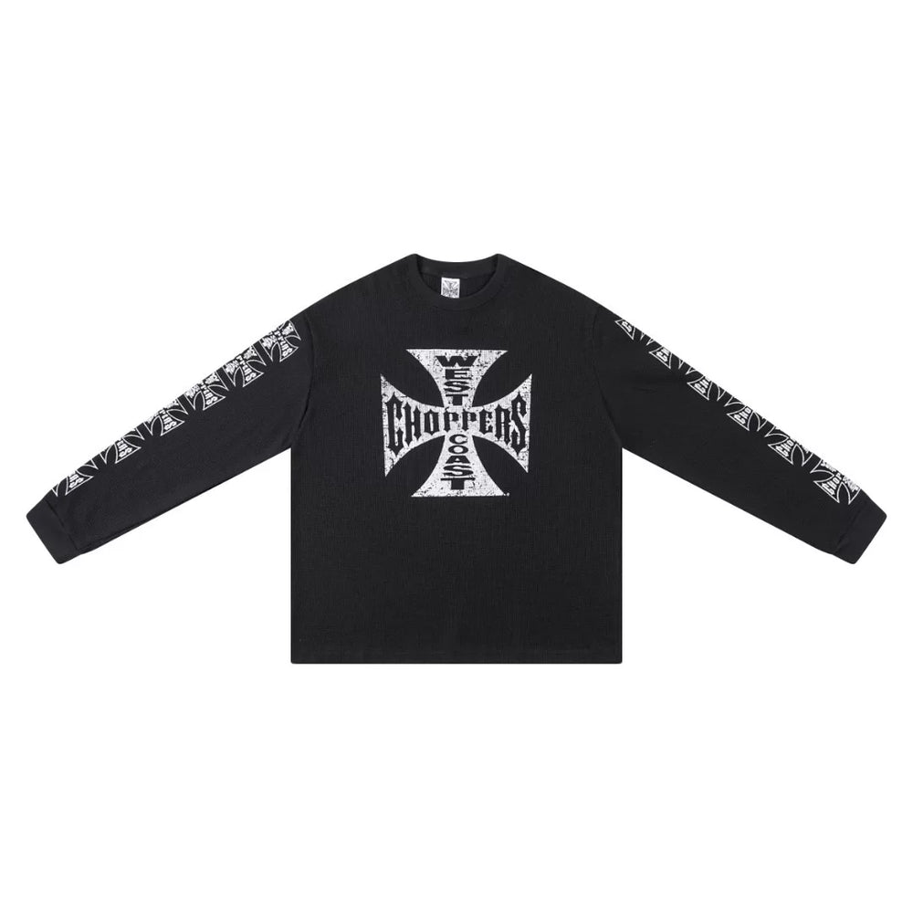 West Coast Choppers Cross Print ERD Stylist Same Style Waffle Sanskrit Long Sleeve (5)