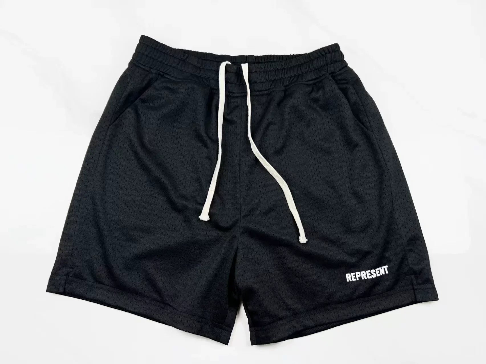 Represent Mesh Drawstring Gym Shorts - Black