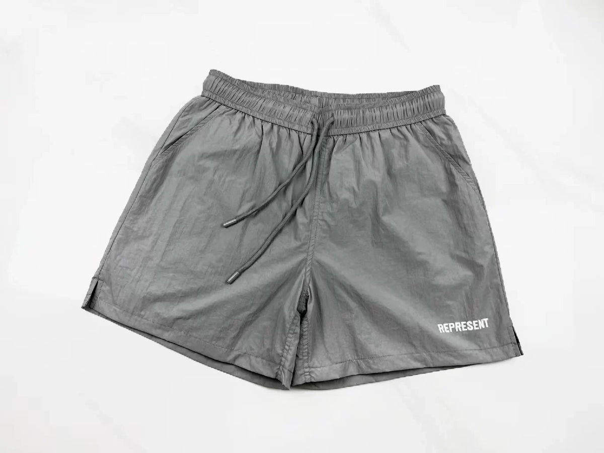 Represent Minimalist Nylon Shorts - Taupe/Grey