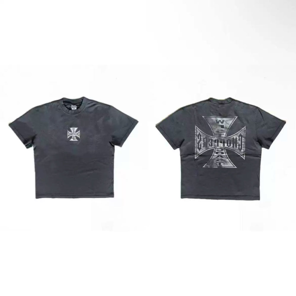 West Coast Choppers Iron Cross Back Logo Tee - Vintage Black