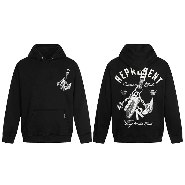 Represent "Keys to the Club" Graphic Heavyweight Hoodie - Black