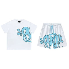 Syna World T-Shirt and Shorts Set (White / Light Blue)