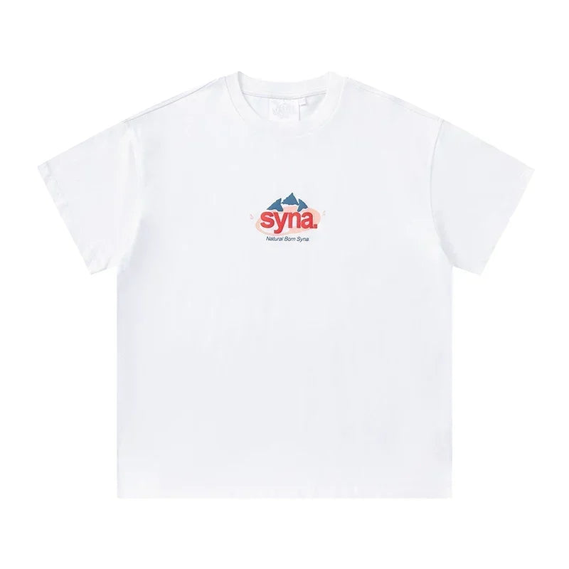 Syna World Vintage Oversized Mountain Graphic Tee (White / Red / Blue)