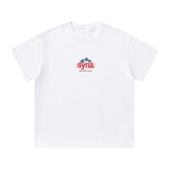 Syna World Vintage Oversized Mountain Graphic Tee (White / Red / Blue)