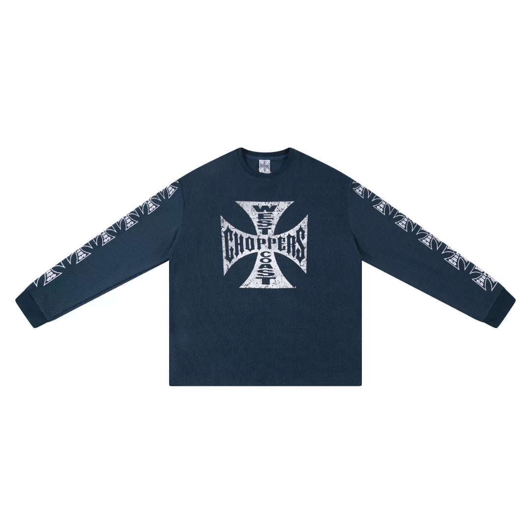 West Coast Choppers Cross Print ERD Stylist Same Style Waffle Sanskrit Long Sleeve (5)