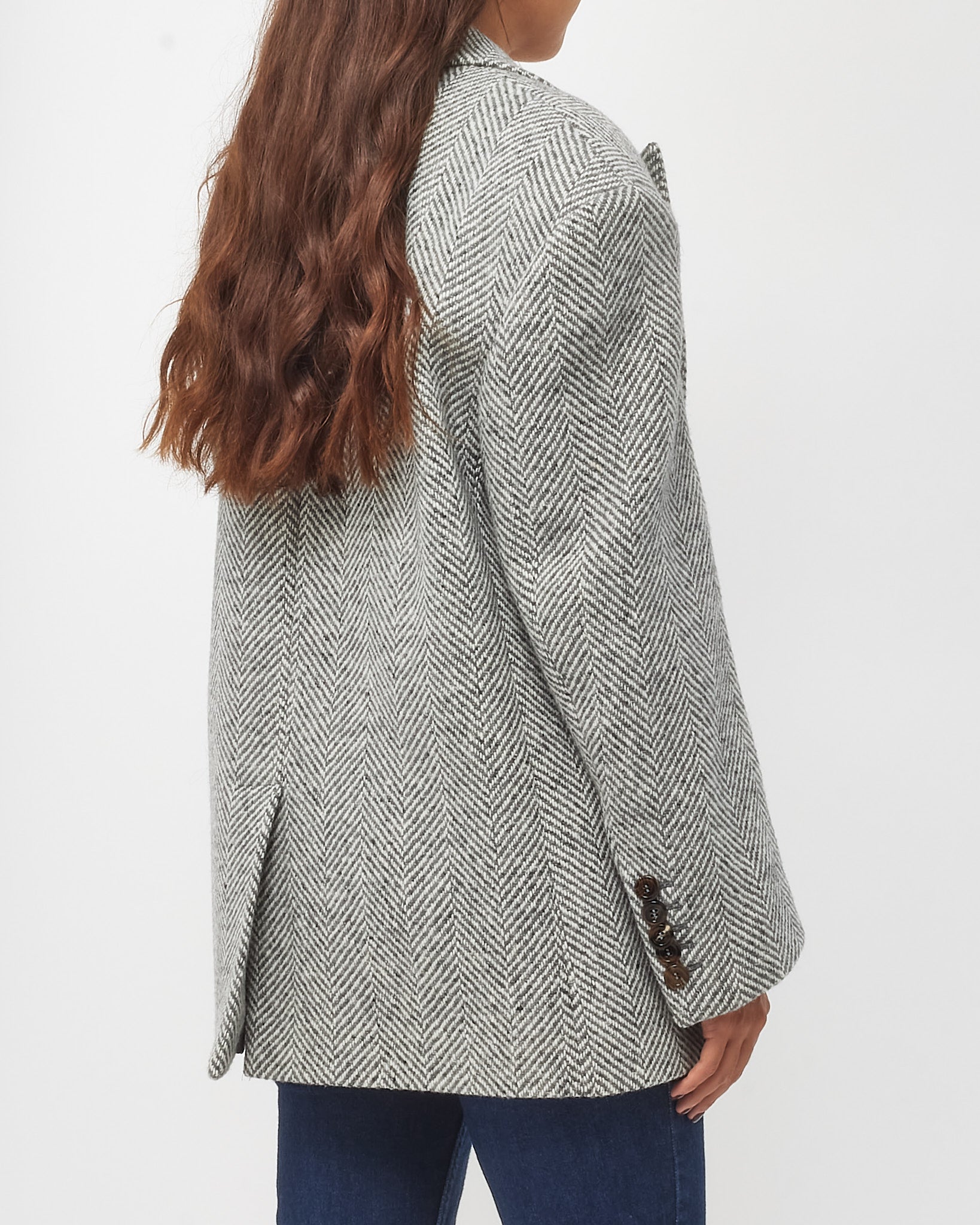 Gucci Grey Chevron Wool Blazer Coat - 44/US L