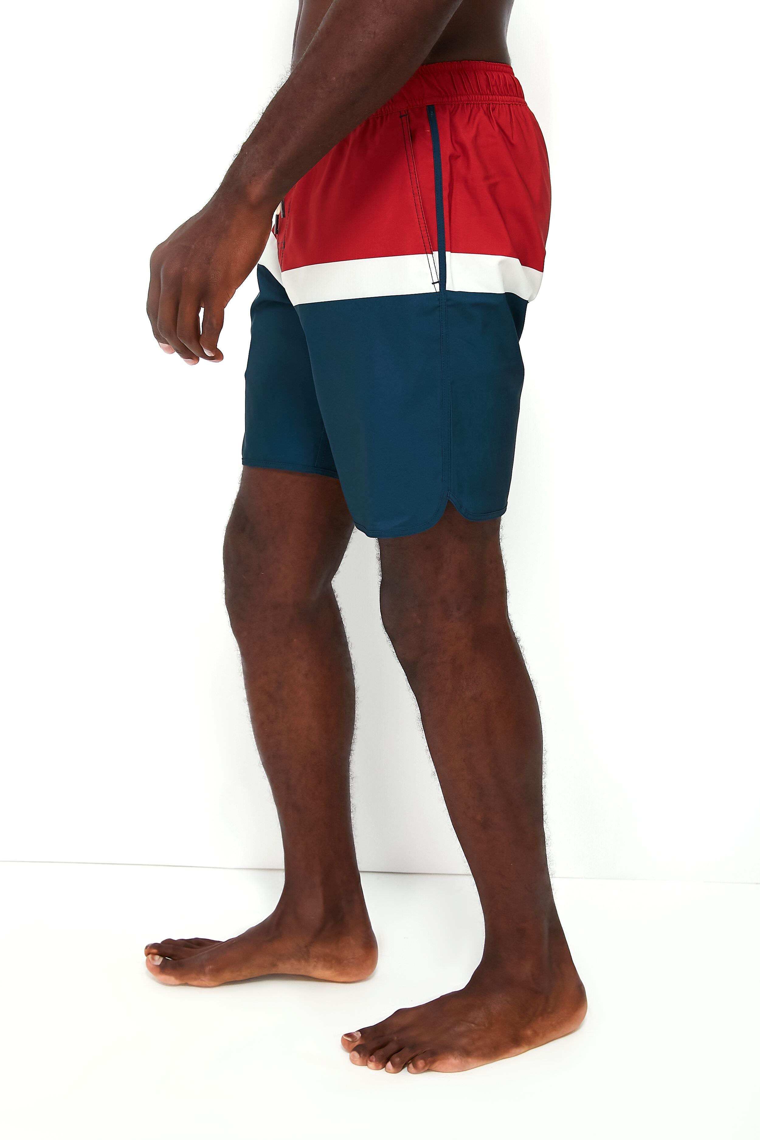 Red Colorblock Anchor Trunks